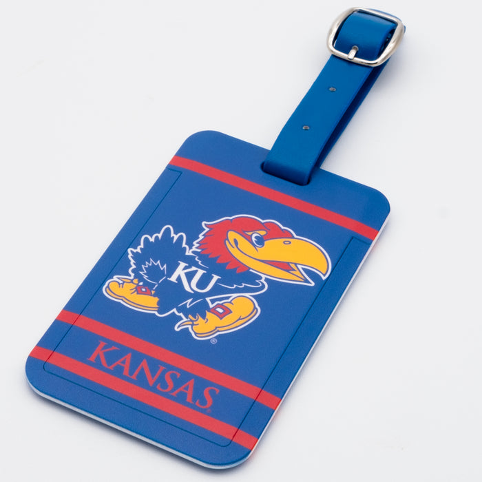 Kansas Jayhawks plastic golf bag tag by Team Golf, product photo 1