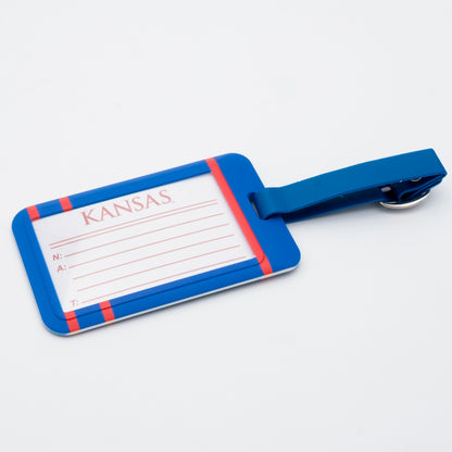 Kansas Jayhawks plastic golf bag tag by Team Golf, product photo 2
