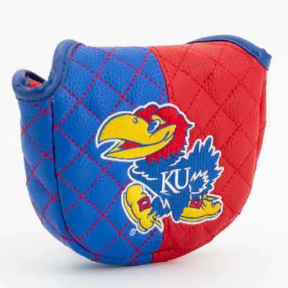 Kansas Jayhawks Split Quilted Mallet Putter Cover, angled view