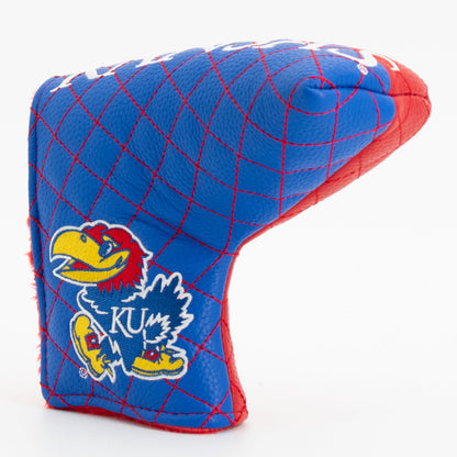 Kansas Jayhawks Split Quilted Blade Putter Cover, angled view