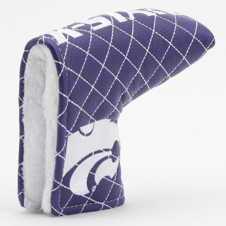 Kansas State Wildcats solid quilted blade putter cover: original opening and lining detail