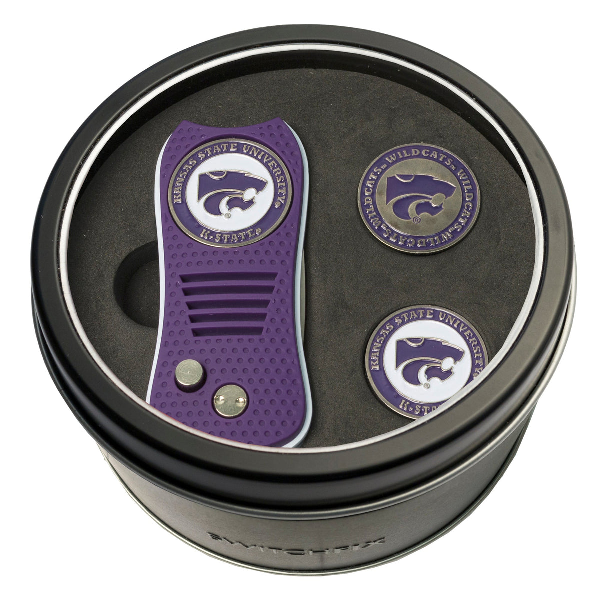 Kansas State Wildcats Switchblade divot tool and ball marker tin gift set