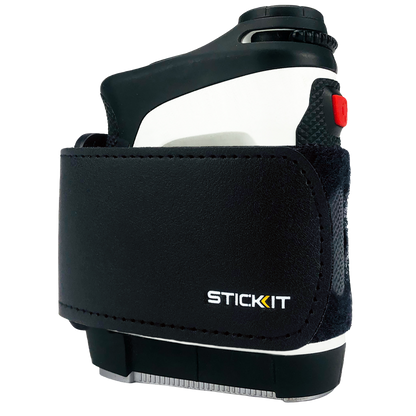 Black STICKIT Gen3 magnetic strap fitted around a rangefinder; rangefinder not included