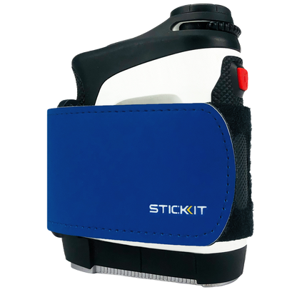 Blue STICKIT Gen3 magnetic strap fitted around a rangefinder; rangefinder not included