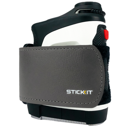 Grey STICKIT Gen3 magnetic strap fitted around a rangefinder; rangefinder not included