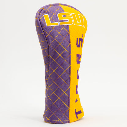LSU Tigers Split Quilted Fairway Headcover, angled view