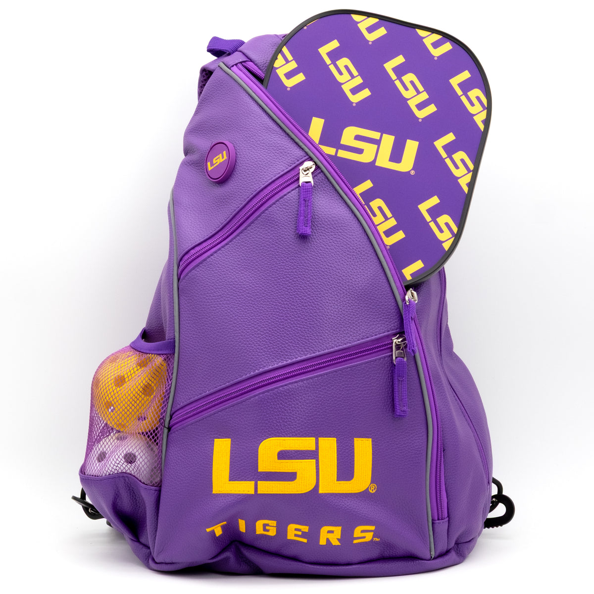 LSU Tigers PU leather backpack by Team Golf, view 4