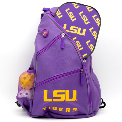LSU Tigers PU leather backpack by Team Golf, view 4