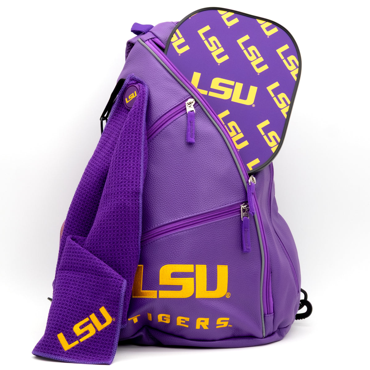 LSU Tigers PU leather backpack by Team Golf, view 5