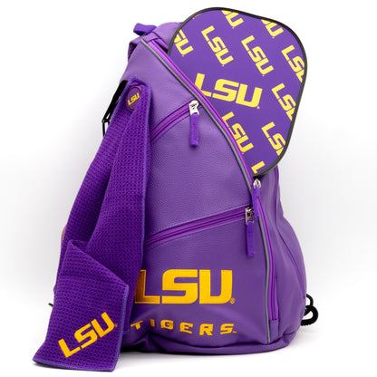 LSU Tigers PU leather backpack by Team Golf, view 5