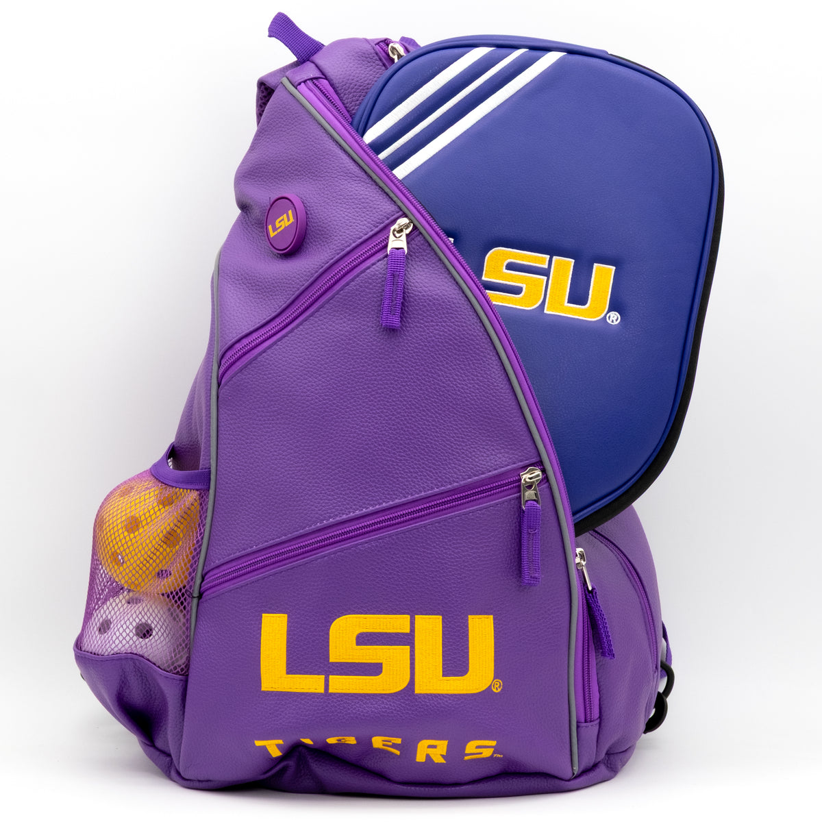 LSU Tigers PU leather backpack by Team Golf, view 6