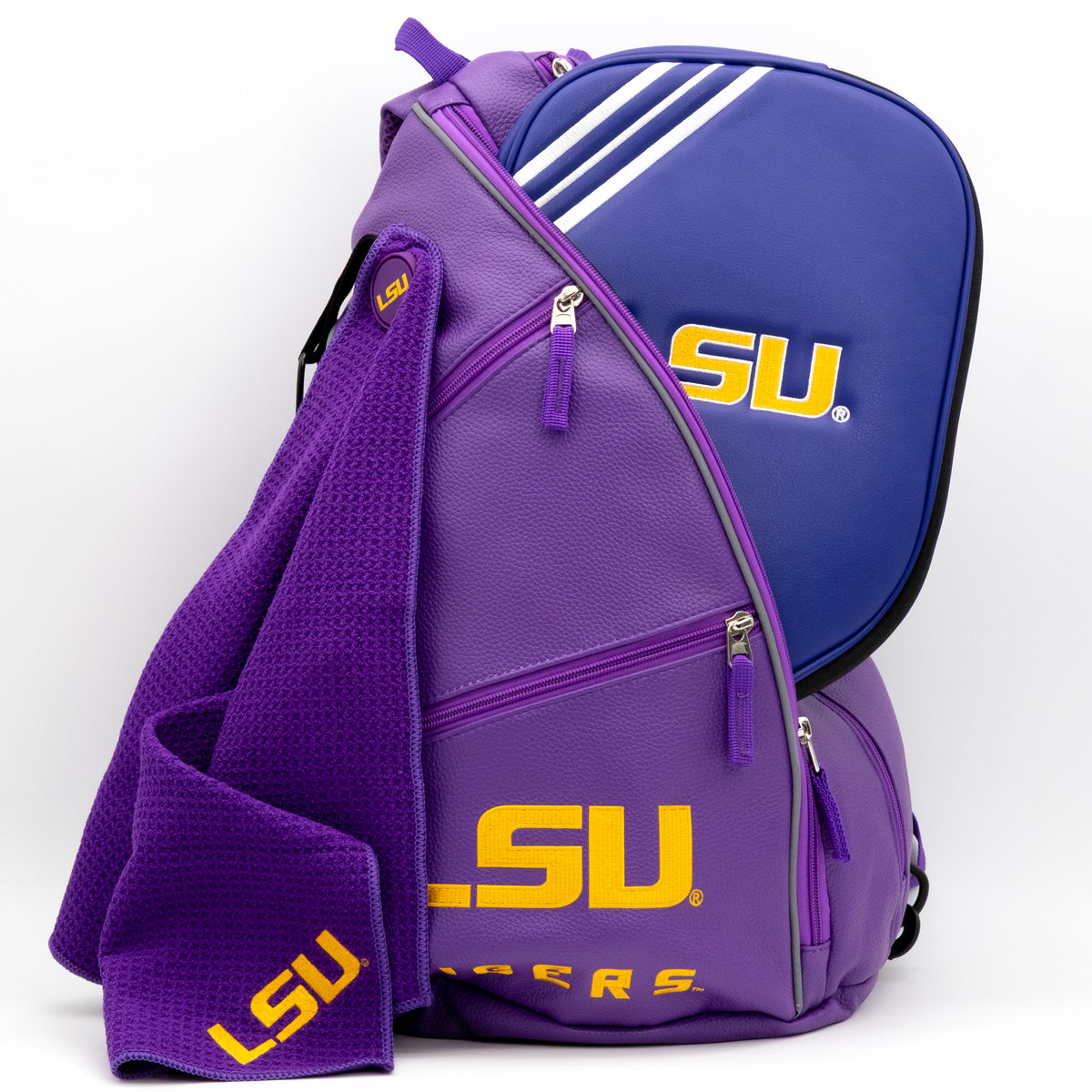 LSU Tigers PU leather backpack by Team Golf, view 7