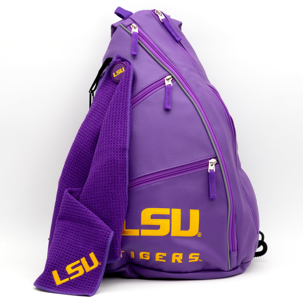 LSU Tigers PU leather backpack by Team Golf, view 8