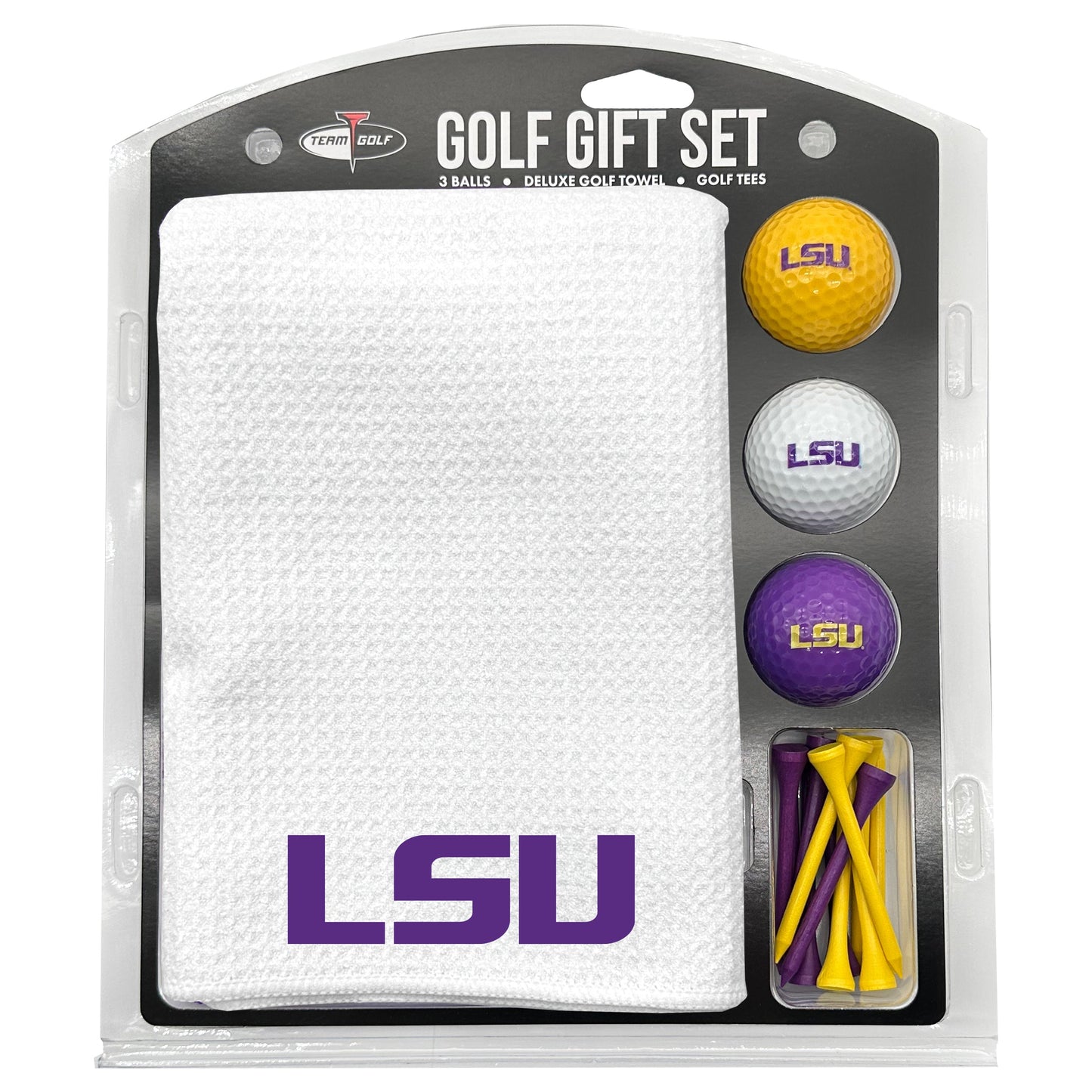 LSU Tigers White Microfiber Towel Golf Gift Set - Club Rehab