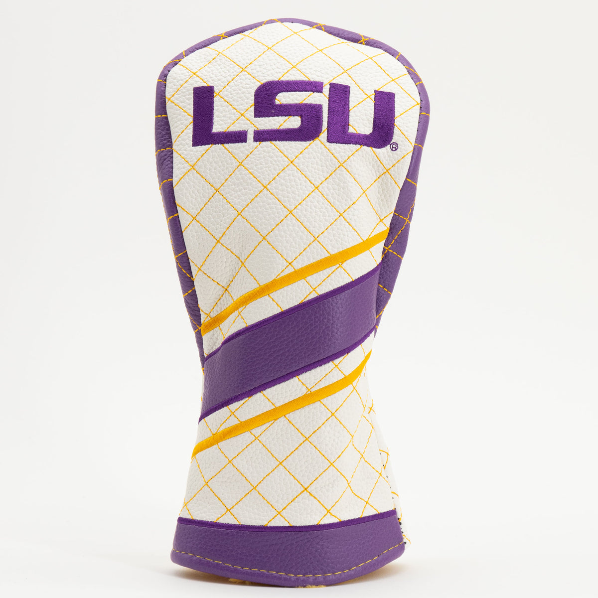 LSU Tigers Striped Quilted Fairway Headcover, front view