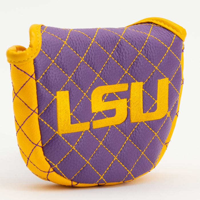 LSU Tigers Solid Quilted Mallet Putter Cover, angled view