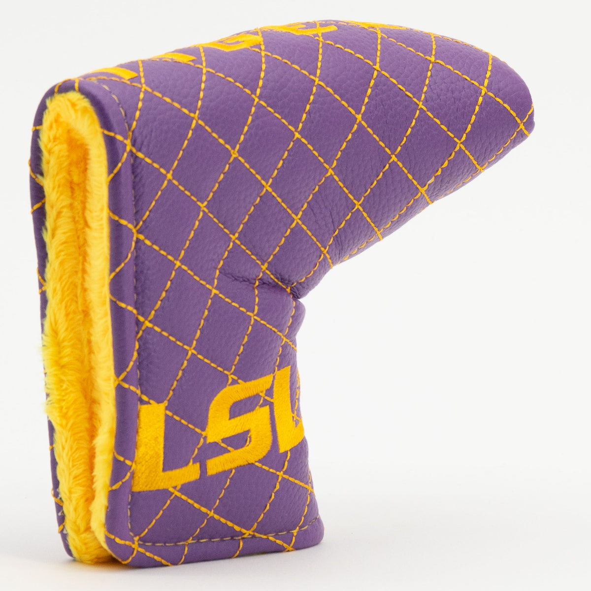 LSU Tigers Solid Quilted Blade Putter Cover, opening detail