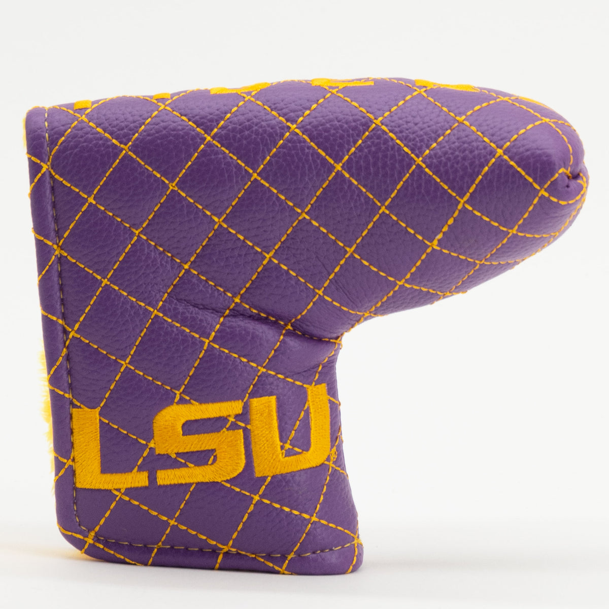 LSU Tigers Solid Quilted Blade Putter Cover, front view