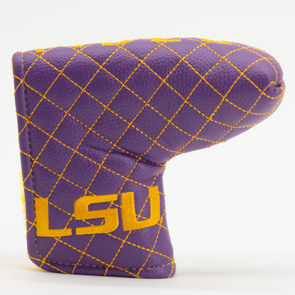 LSU Tigers Solid Quilted Blade Putter Cover, front view