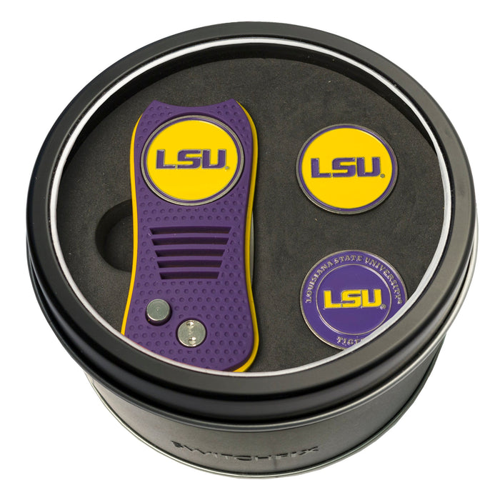 Louisiana State Tigers Switchblade divot tool and ball marker tin gift set