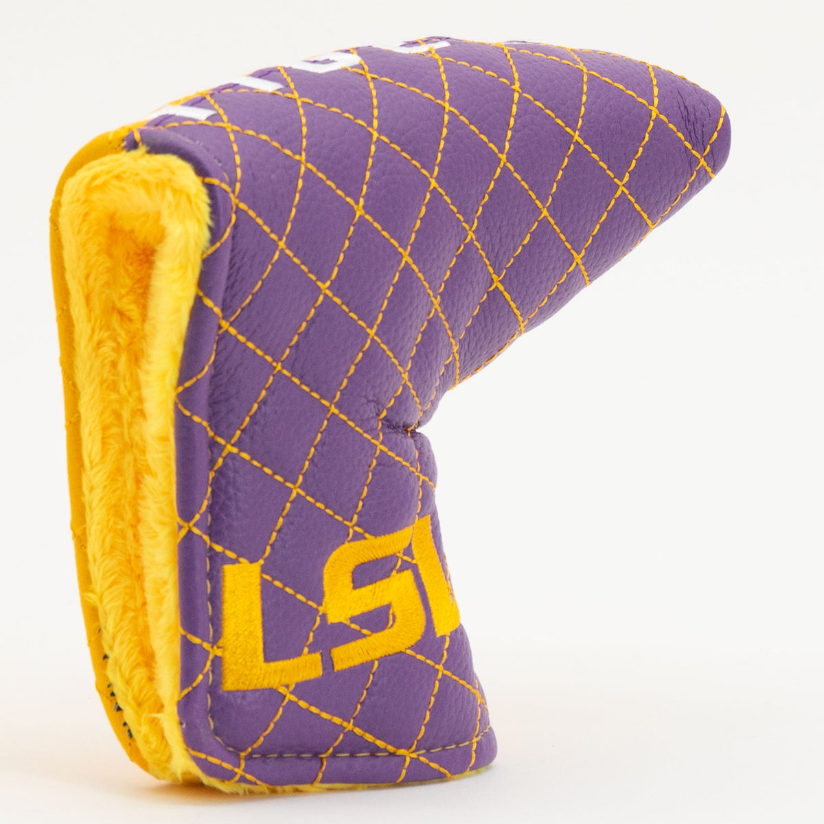 LSU Tigers Split Quilted Blade Putter Cover, opening detail