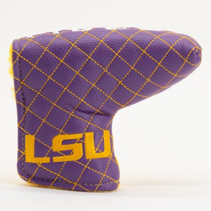 LSU Tigers Split Quilted Blade Putter Cover, front view