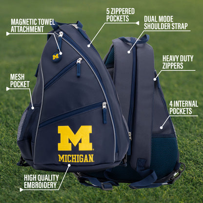 Michigan Wolverines PU leather backpack by Team Golf, view 9