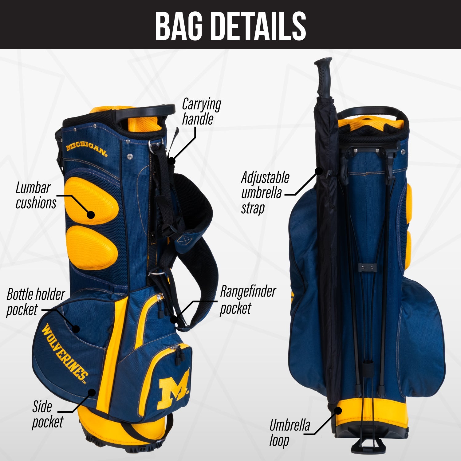 Michigan Wolverines Fairway Stand Bag - Image 2 - Club Rehab