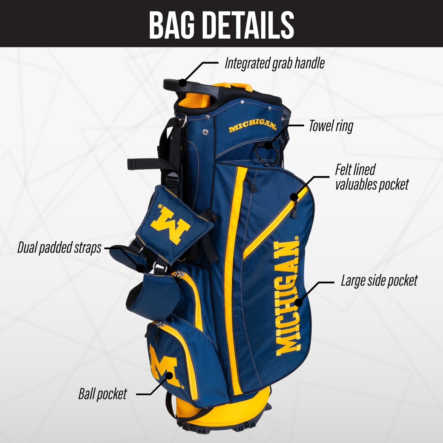 Michigan Wolverines Fairway Stand Bag - Image 3 - Club Rehab