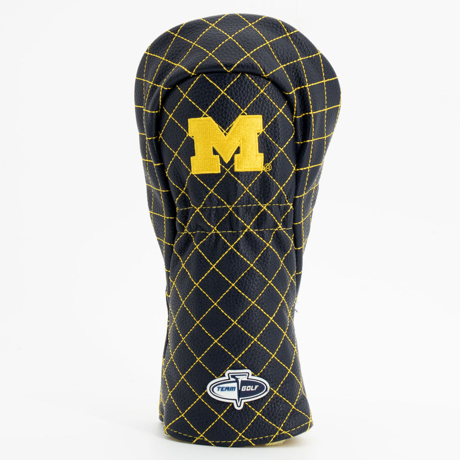 Michigan Wolverines solid quilted fairway cover, back view