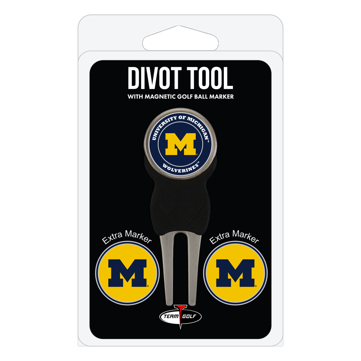 Michigan Wolverines divot repair tool and three ball markers