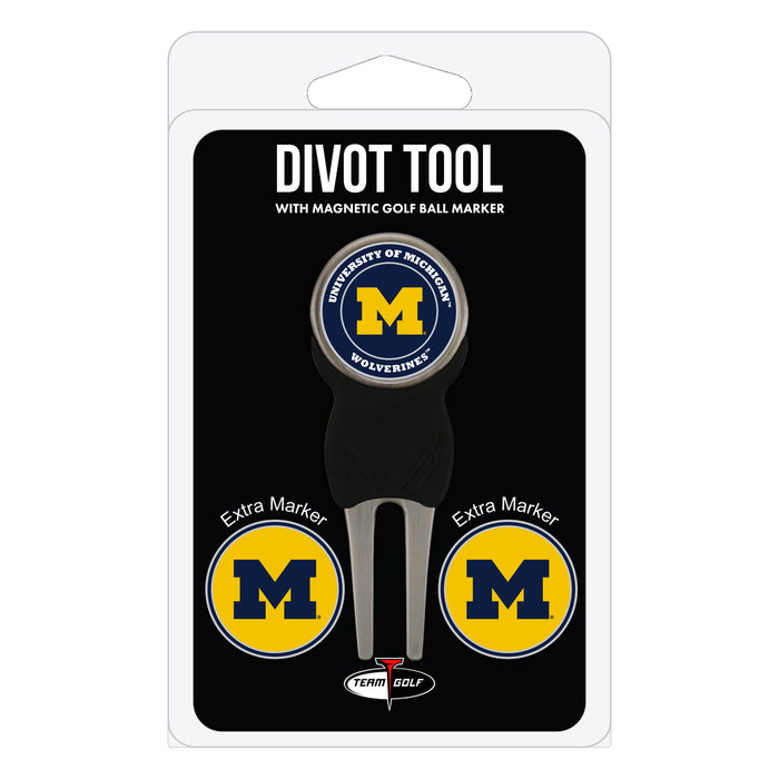 Michigan Wolverines divot repair tool and three ball markers