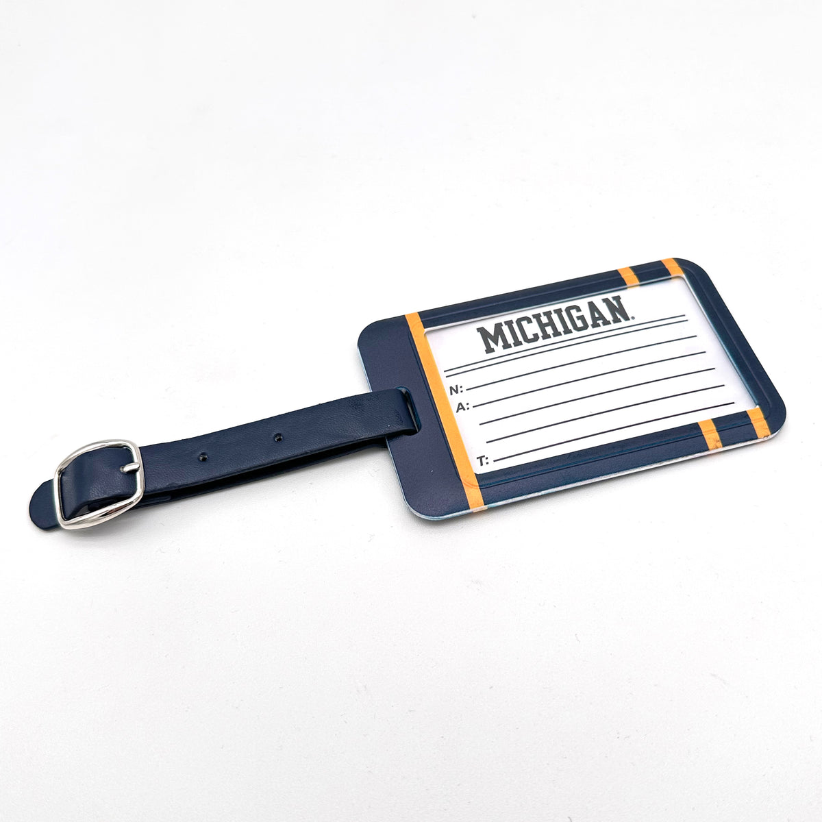 Michigan Wolverines plastic golf bag tag by Team Golf, product photo 2