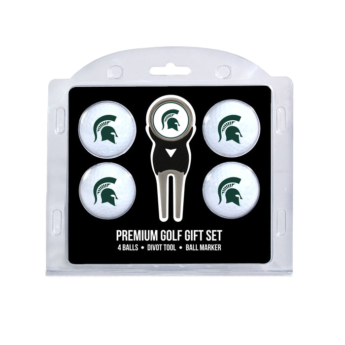 Michigan State four ball golf gift set with divot tool and ball marker