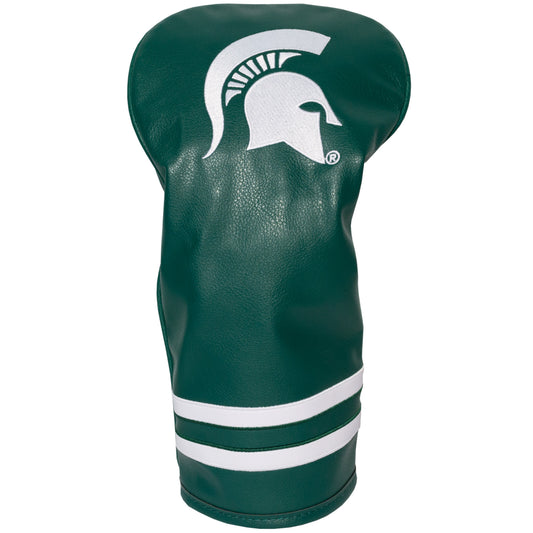 Green golf club head cover with a white logo on a white background