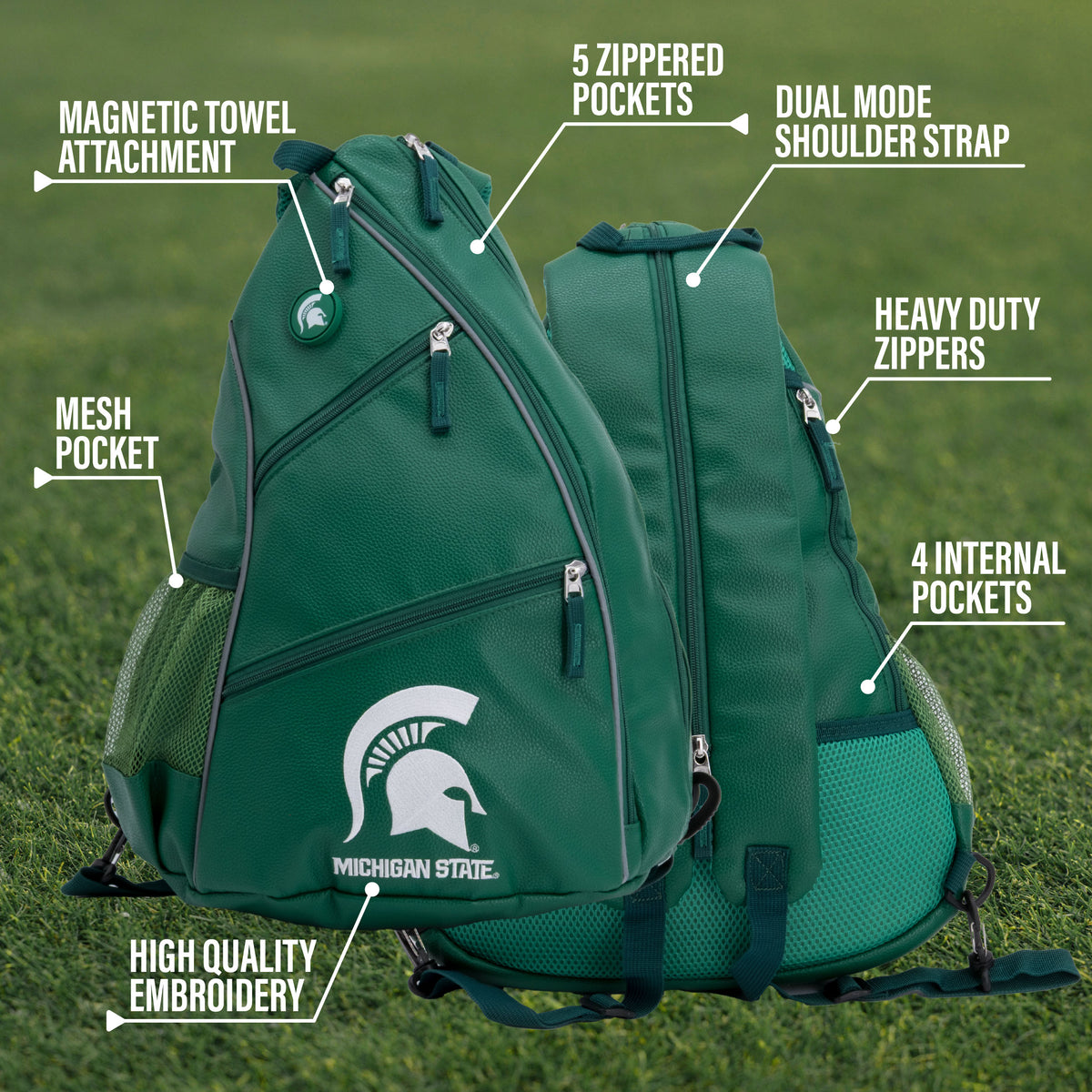 Michigan State Spartans PU leather backpack by Team Golf, view 9