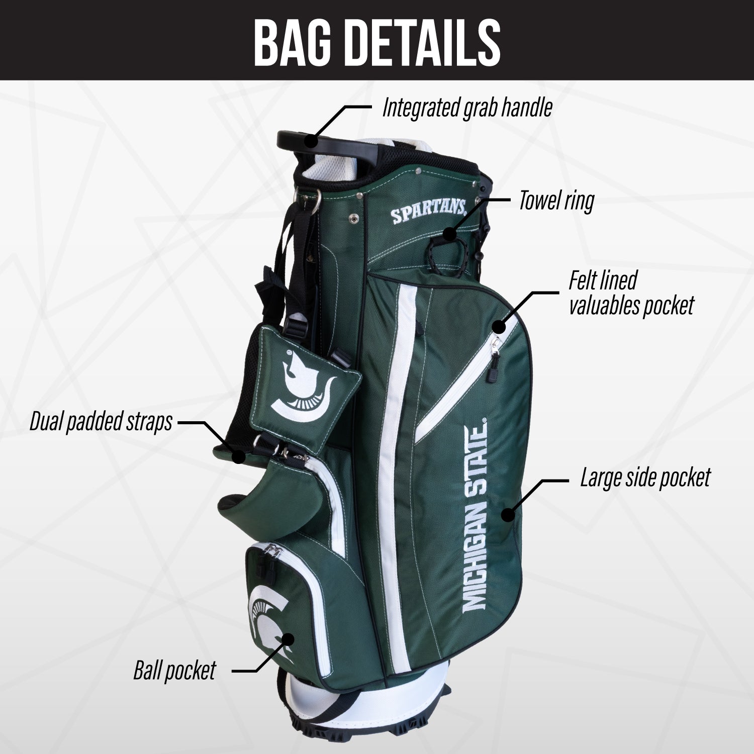 Michigan State Spartans Fairway Stand Bag - Image 3 - Club Rehab