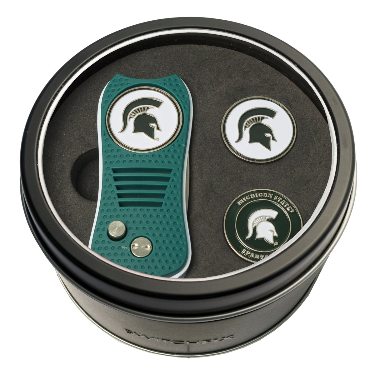Michigan State Spartans Switchblade divot tool and ball marker tin gift set
