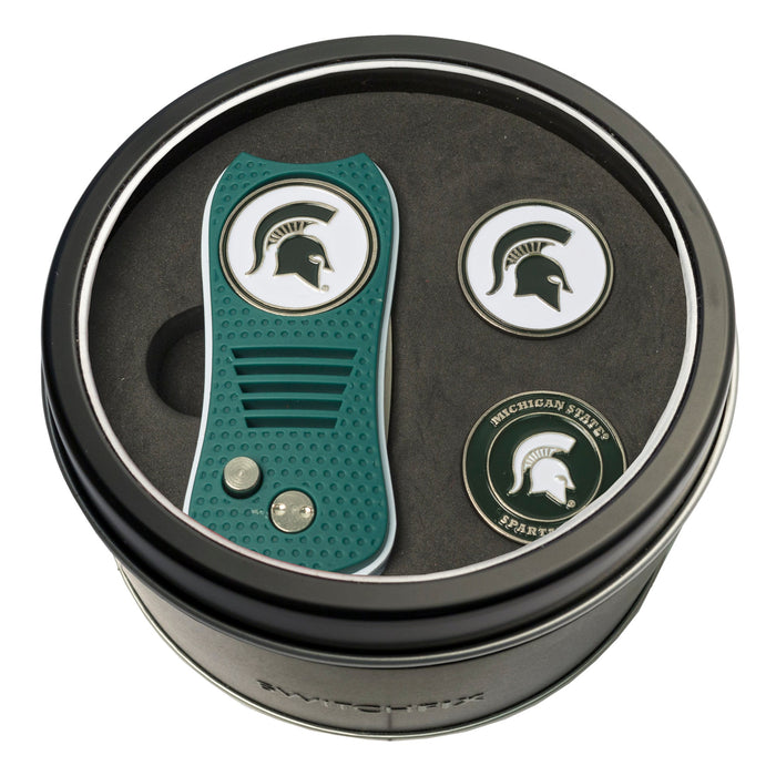 Michigan State Spartans Switchblade divot tool and ball marker tin gift set