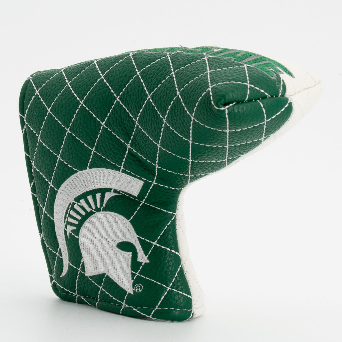 Michigan State Spartans Split Quilted Blade Putter Cover, angled view