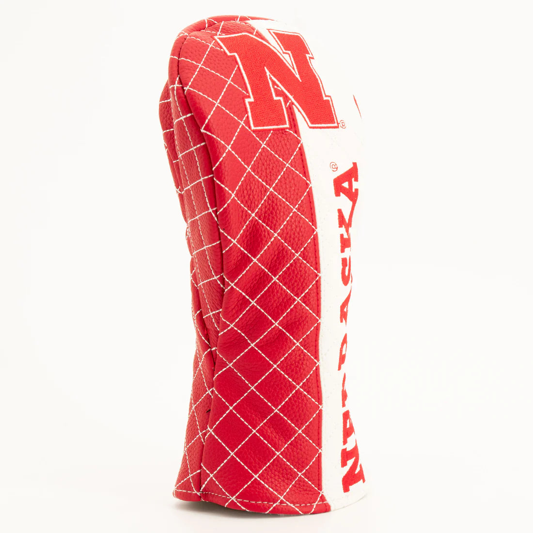 Red and white checkered oven mitt with 'Nebraska' branding on a white background