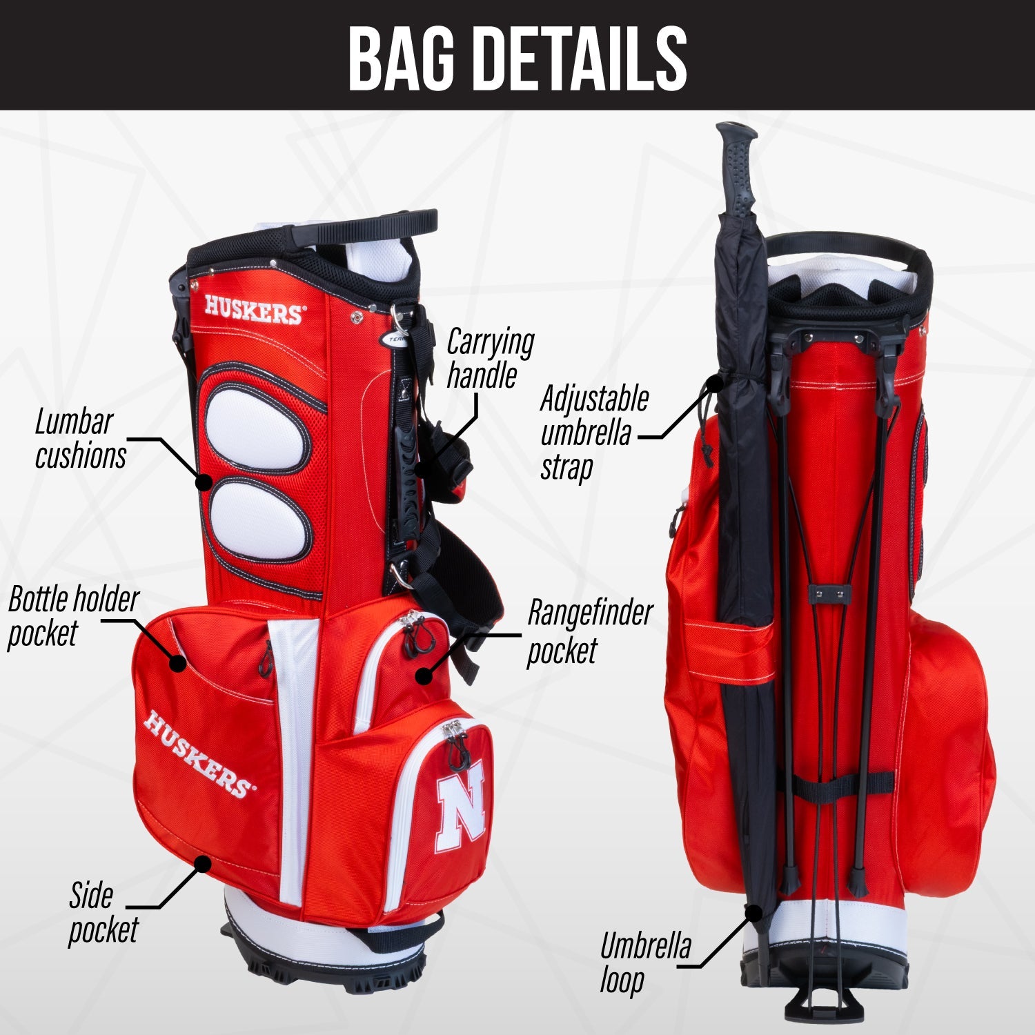Nebraska Cornhuskers Fairway Stand Bag - Image 2 - Club Rehab