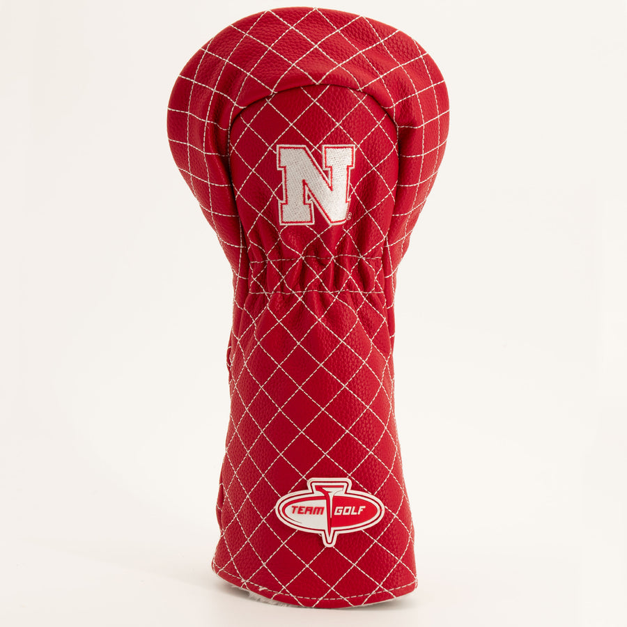 Nebraska Cornhuskers solid quilted driver cover, back view