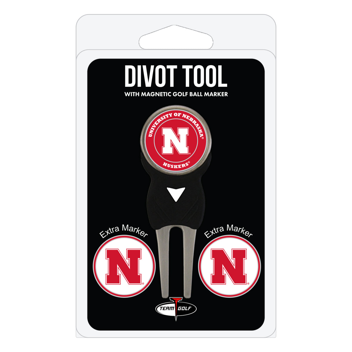 Nebraska Cornhuskers divot repair tool and three ball markers