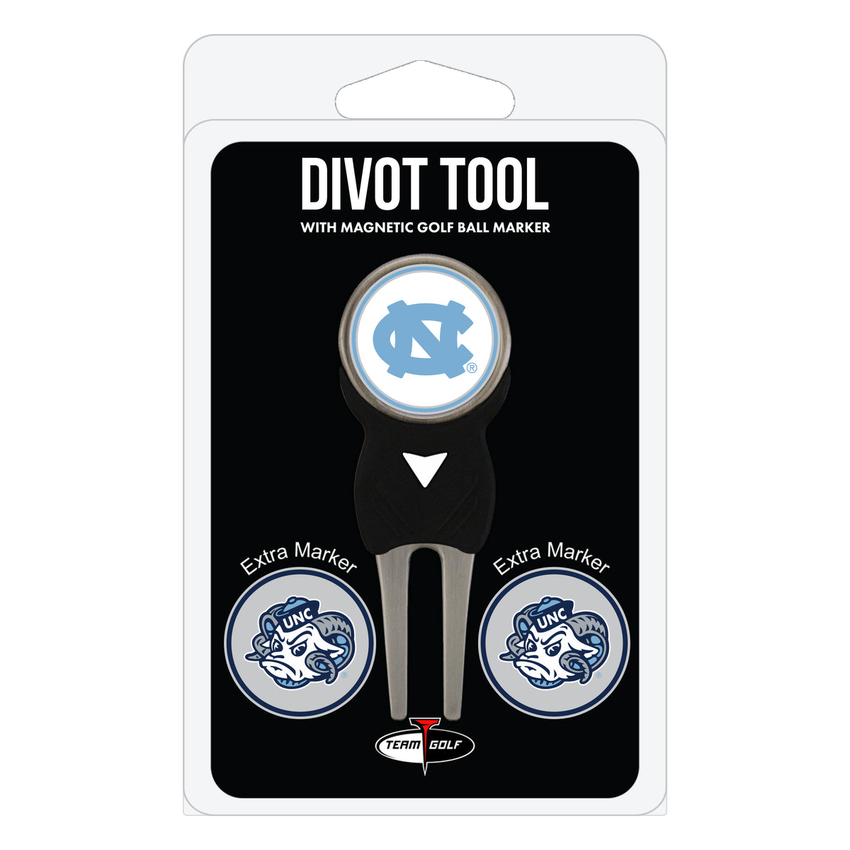 North Carolina Tar Heels divot repair tool and three ball markers