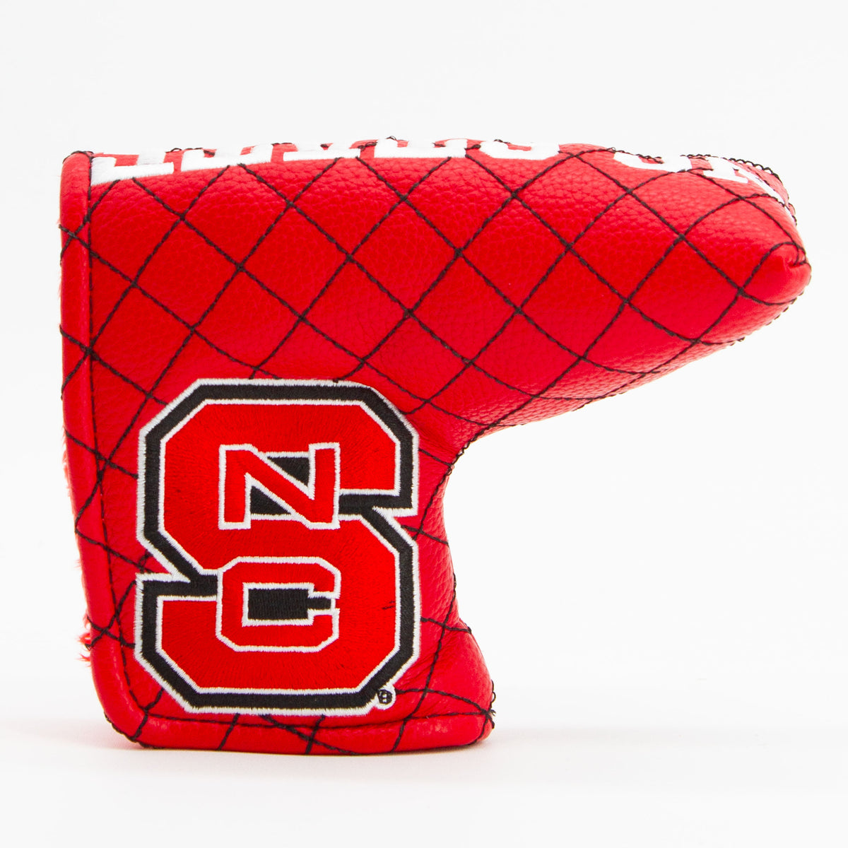NC State Wolfpack Solid Quilted Blade Putter Cover, front view