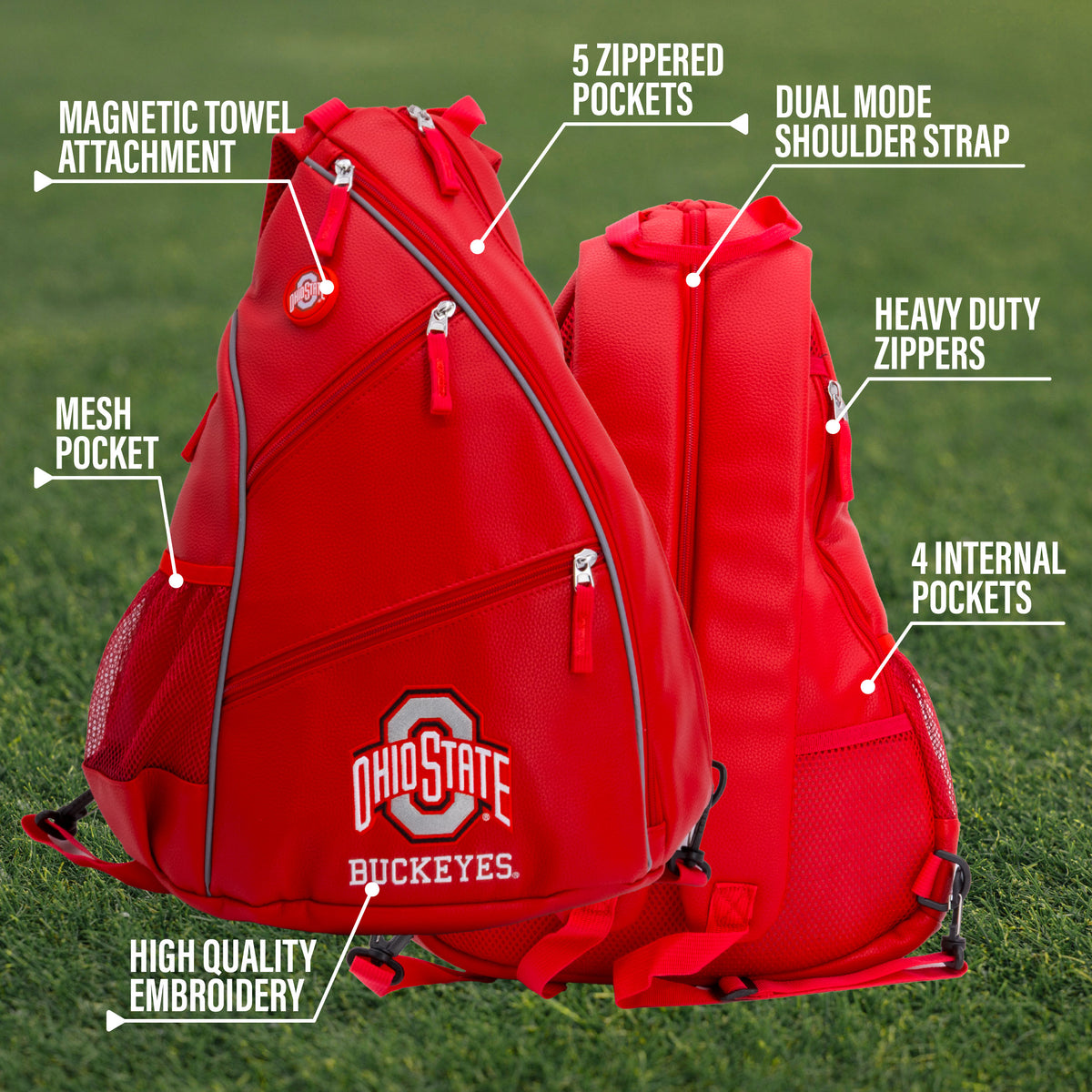 Ohio State Buckeyes PU leather backpack by Team Golf, view 9