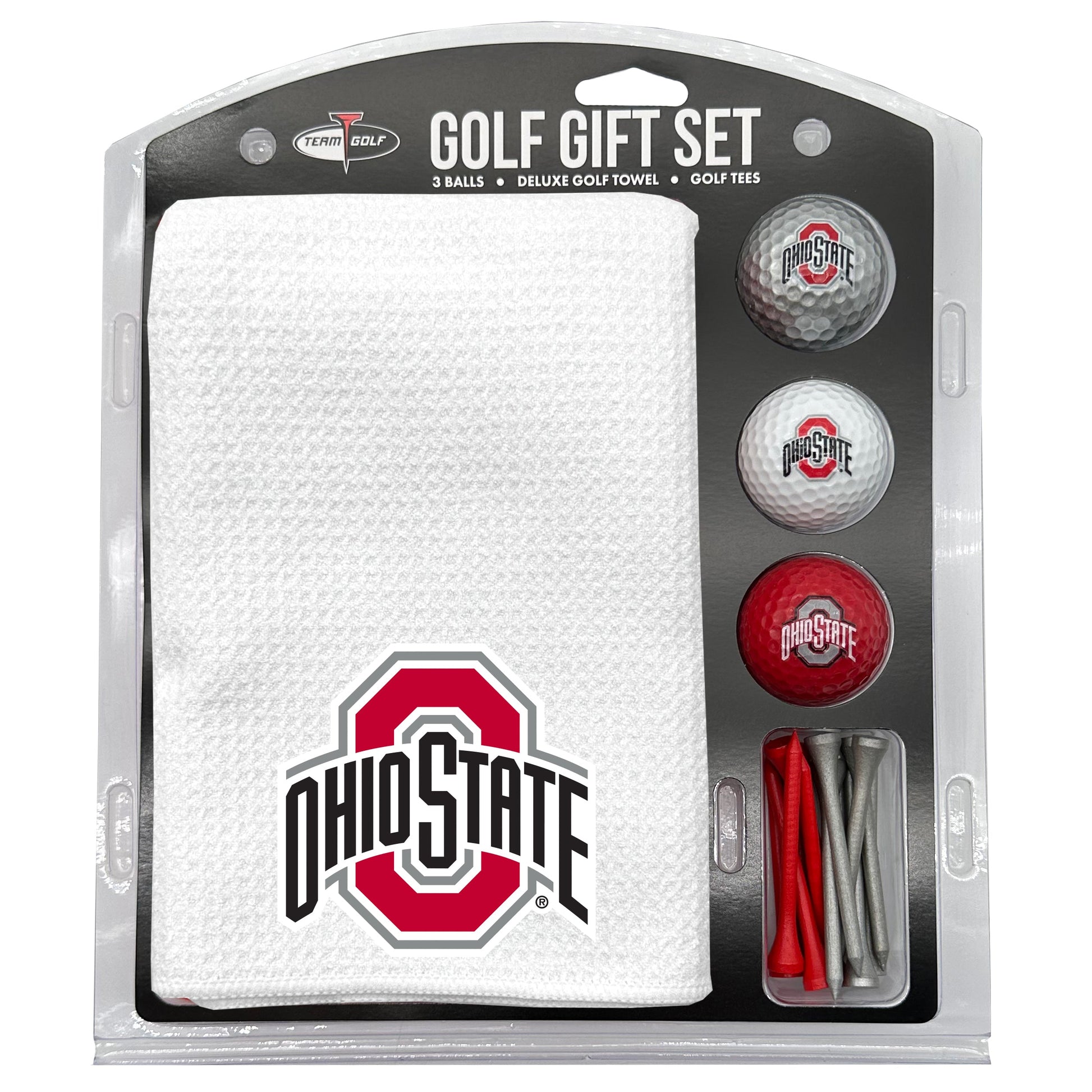 Ohio State Buckeyes White Microfiber Towel Golf Gift Set - Club Rehab