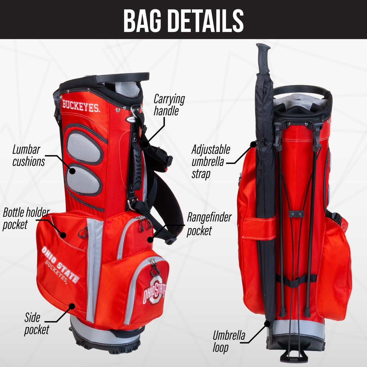 Ohio State Buckeyes Fairway Stand Bag - Image 2 - Club Rehab