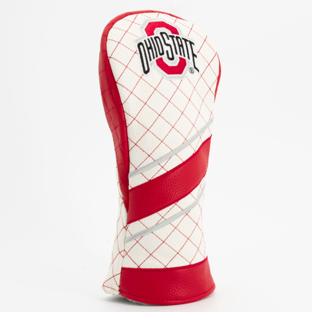 Ohio State Buckeyes Striped Quilted Fairway Headcover, angled view